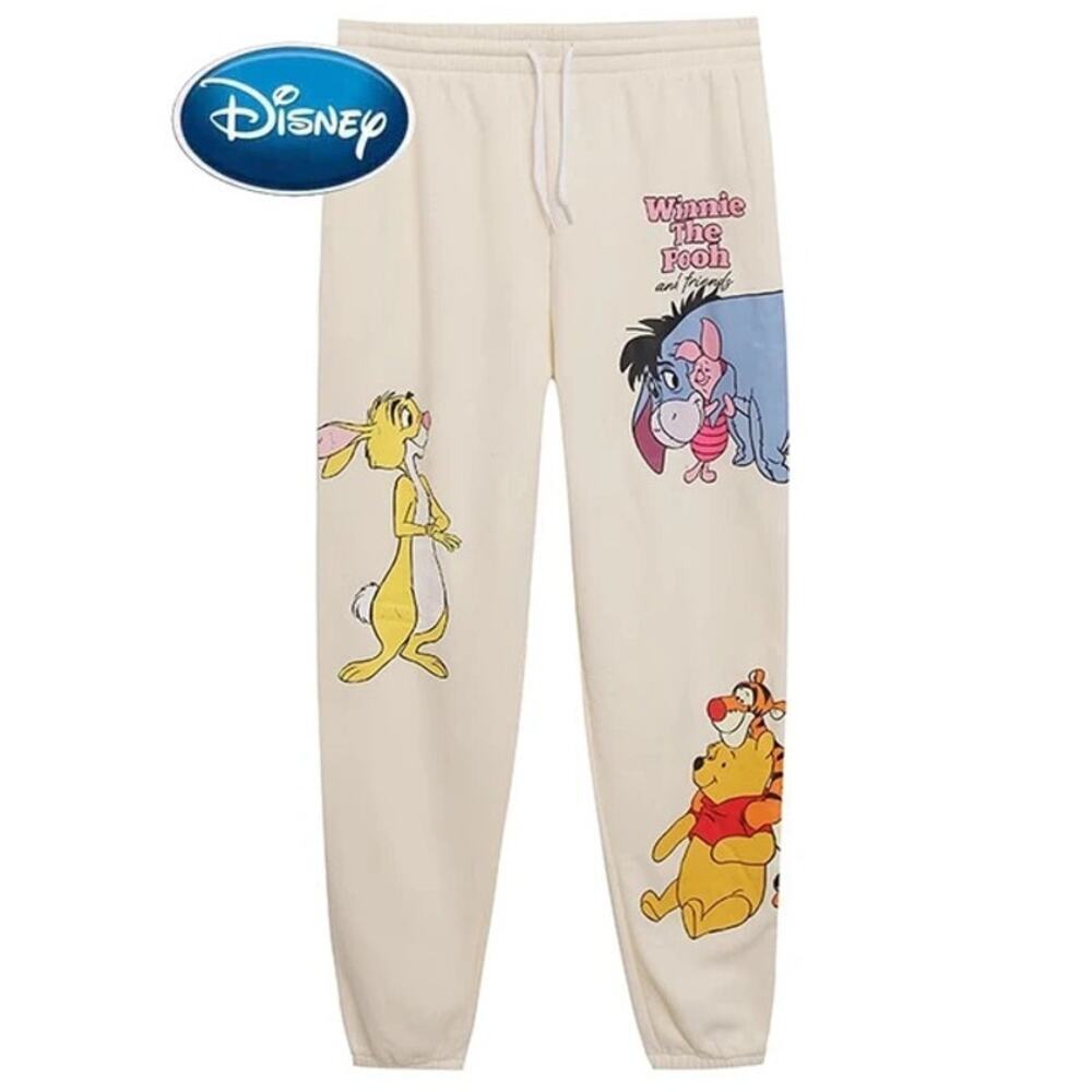 Disney Winnie the Pooh Fleece Joggers | Cartoon Graphic Sweatpants – XS Ivory - Picture 2 of 9